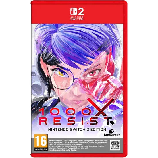 Nintendo Switch 2 game case for 1000xRESIST displaying Watcher and the clone Sisters in the Orchard bunker