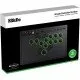 An ultra-thin black leverless arcade controller with sixteen mechanical buttons and a glowing RGB light ring