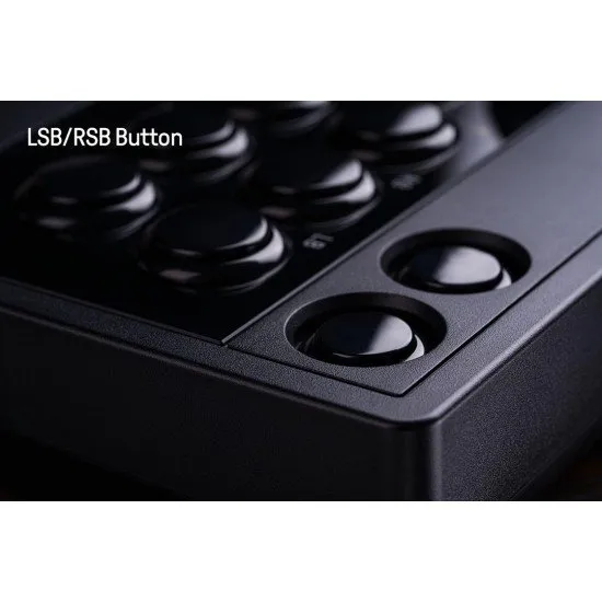 A premium all-black arcade fight stick featuring a ball-top joystick and eight large action buttons with Xbox branding
