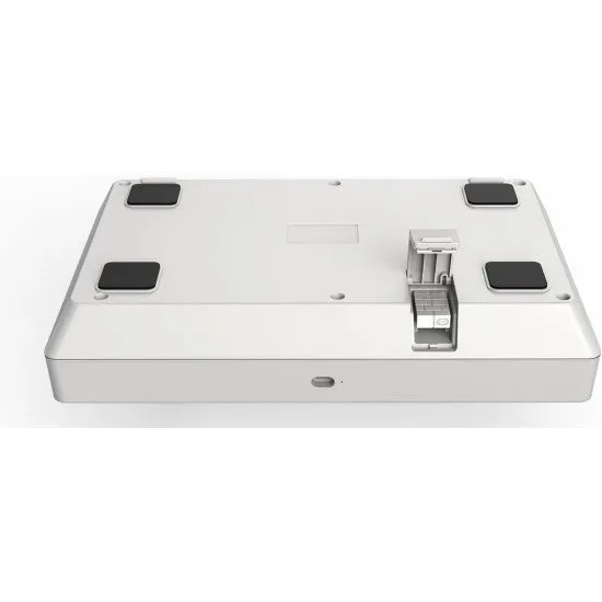 A sturdy white and black arcade fight stick featuring a ball-top joystick and large arcade-style buttons