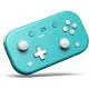 A small turquoise wireless gamepad with a classic cross-shaped D-pad and offset analogue sticks