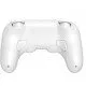 A white pro-style wired controller with textured grips, two rear buttons, and a central Xbox guide button