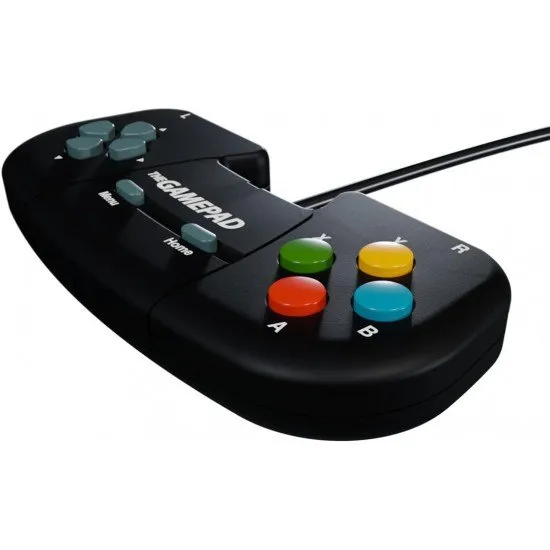 The A500 Mini Joypad in Black featuring ZX Spectrum themed buttons and a four-way directional pad