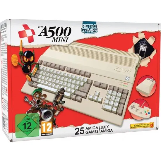 THEA500 Mini Amiga 500 A1200 Replica Retro Games THEA500 Mini console replica with the included 2-button mouse and 8-button gamepad