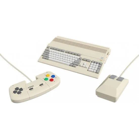 THEA500 Mini Amiga 500 A1200 Replica Retro Games THEA500 Mini console replica with the included 2-button mouse and 8-button gamepad
