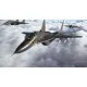 A PlayStation 5 game case depicting a sleek stealth jet accelerating upwards into the stratosphere above a highly detailed photorealistic coastline
