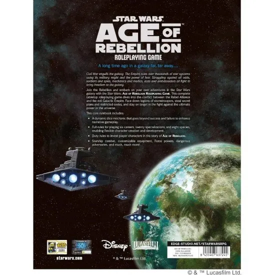 Front cover of the Star Wars Age of Rebellion Core Rulebook featuring Rebel soldiers and an X-Wing