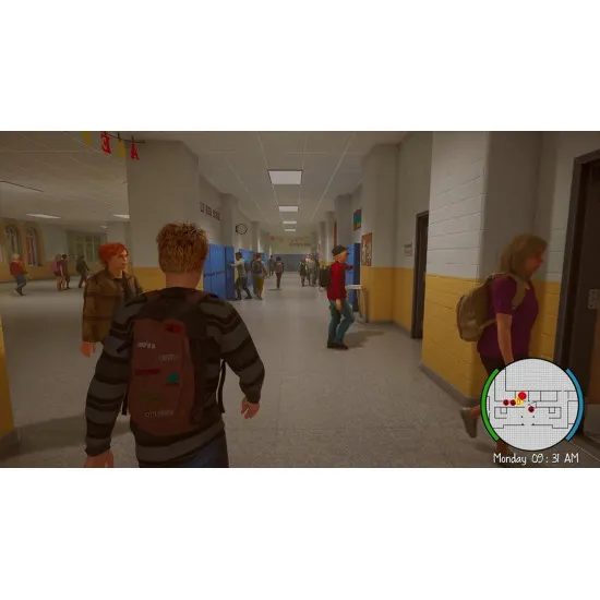 A PlayStation 5 game case depicting three teenage boys standing on a school campus with guitar cases and skateboards under a bright early 2000s afternoon sun