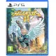 A PlayStation 5 game case showcasing a glowing celestial warrior clashing swords with a towering shadow beast amidst crumbling marble pillars and hellish volcanic ash