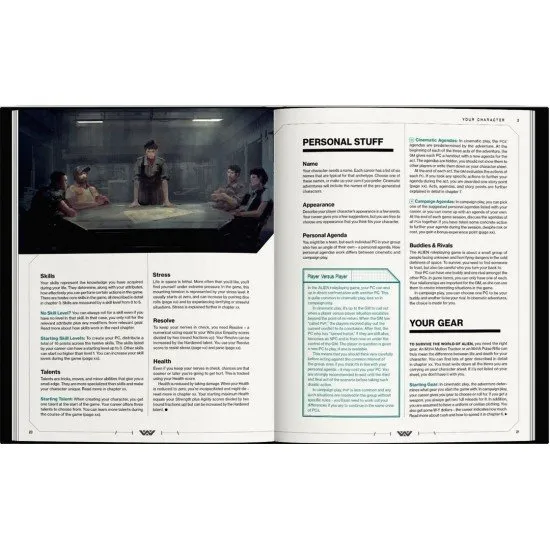 Alien RPG Evolved Edition Core Rulebook cover showing a classic Alien creature in a dark, atmospheric setting