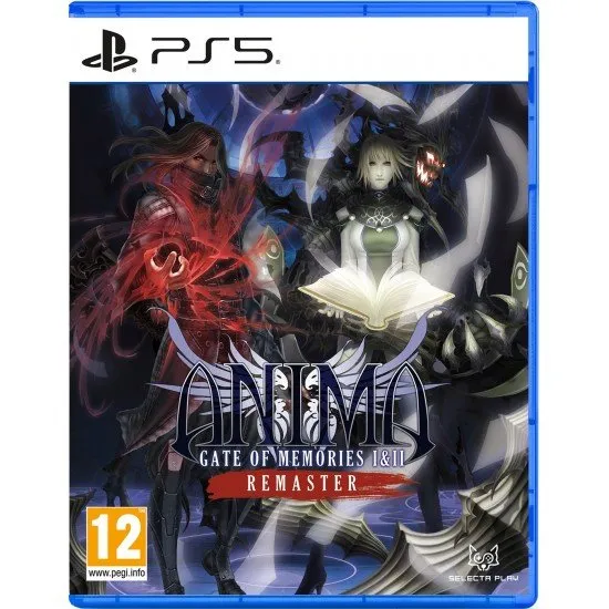 The box art for the game Anima: Gate of Memories I & II Remaster on PS5, showing the two main characters in a fantasy pose.