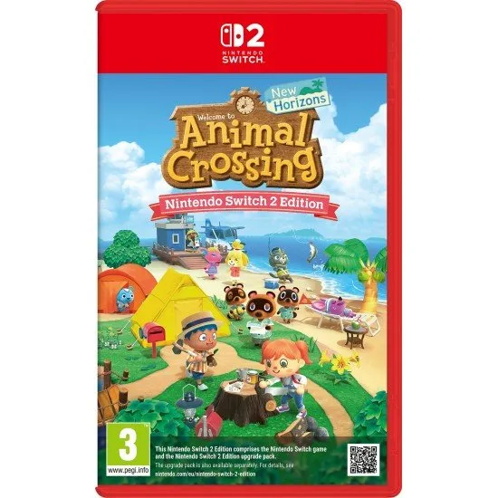 Animal Crossing: New Horizons Nintendo Switch 2 Edition game cover showing the main character and island residents in enhanced 4K graphics