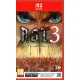 Nintendo Switch 2 game case for A.O.T. 3 displaying Scout Regiment warriors taking down titans