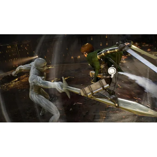 PlayStation 5 game case for A.O.T. 3 showing Scout Regiment members fighting titans in aerial combat