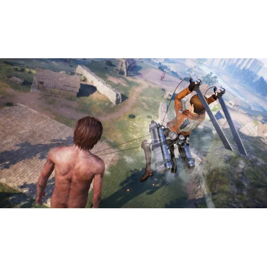 PlayStation 5 game case for A.O.T. 3 showing Scout Regiment members fighting titans in aerial combat