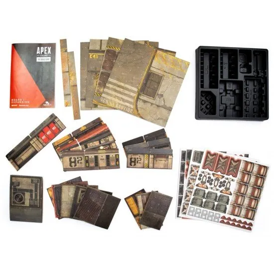 Apex Legends The Board Game Board 1 Expansion Glass Cannon Unplugged Apex Legends The Board Game Board 1 Expansion box art showing the new modular game board layout with unique buildings and terrain features