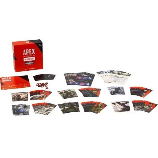 Apex Legends The Board Game Solo & Co-op Expansion box art showing the six core legends as automated opponents with the solo and co-op icons