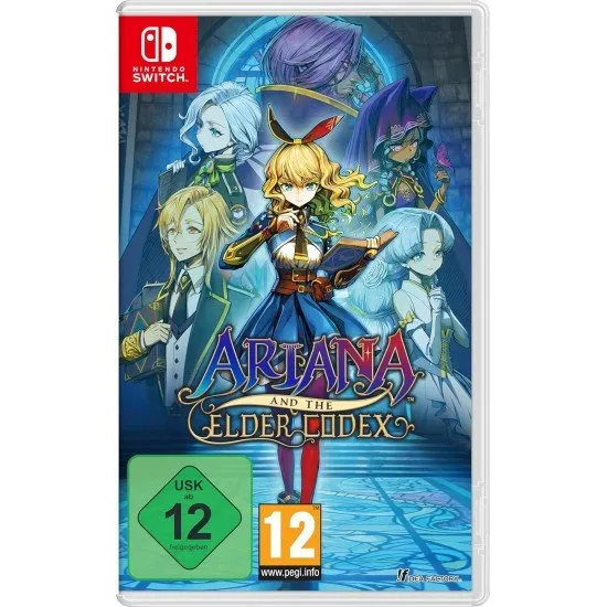 Ariana and the Elder Codex Nintendo Switch box art with a magical library background