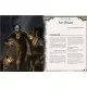 A softcover RPG adventure book for Arkham Horror showing a foggy coastal town with mysterious figures and cosmic horror elements