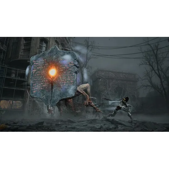 PlayStation 5 game case for Armatus showing a celestial warrior holding a scythe and gun against demon-infested ruins of Paris