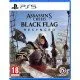 Edward Kenway standing on the deck of the Jackdaw with a backdrop of a tropical Caribbean island and stormy seas