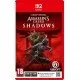 Assassin's Creed Shadows video game cover art showing the two protagonists, Naoe (shinobi) and Yasuke (samurai), in a feudal Japan setting (Nintendo Switch 2 cover)