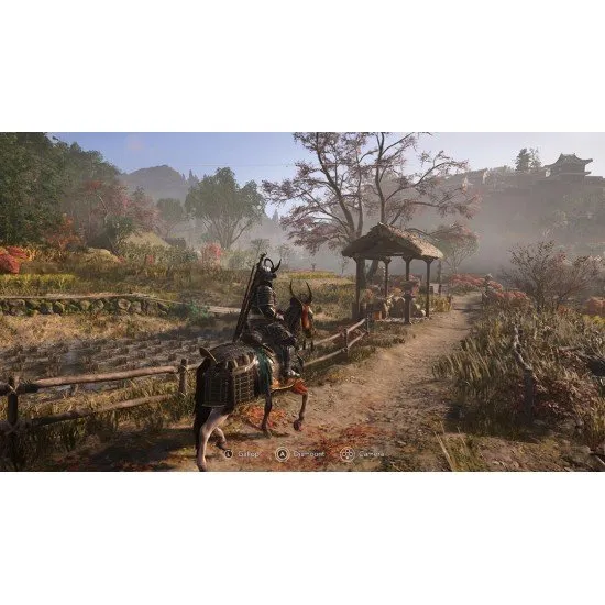 Assassin's Creed Shadows video game cover art showing the two protagonists, Naoe (shinobi) and Yasuke (samurai), in a feudal Japan setting (Nintendo Switch 2 cover)