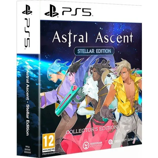 Astral Ascent Stellar Edition Collector's Edition PS5 The box art for Astral Ascent Stellar Edition - Collector's Edition on PS5, showing a pixel art character ready for combat against a fantasy background.