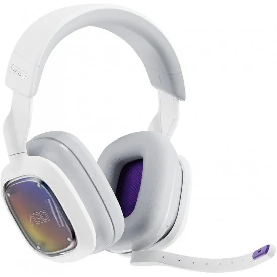 Astro A30 Wireless Headset White A white Astro A30 wireless gaming headset with an over-ear design.