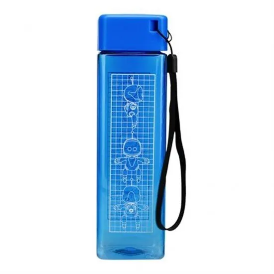A white water bottle featuring the Astro Bot character and the blue game logo with a carrying strap