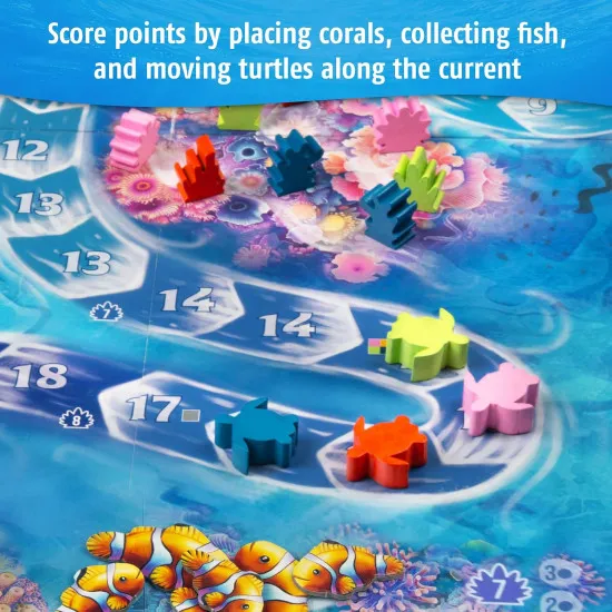 Australis board game box featuring East Australian Current underwater marine ecosystem artwork with fish coral and sea turtles