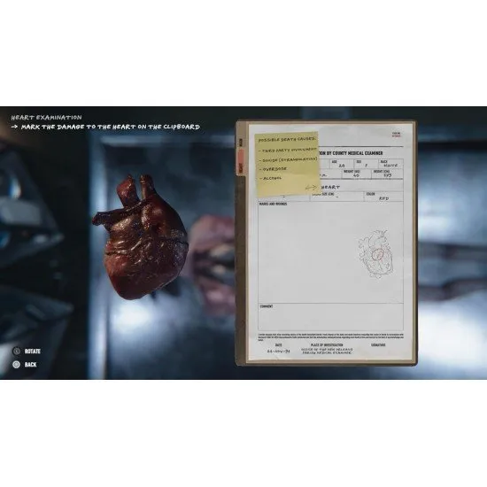Autopsy Simulator Dead Memories PS5 box art showing a pathologist working on a body in a dark, atmospheric room