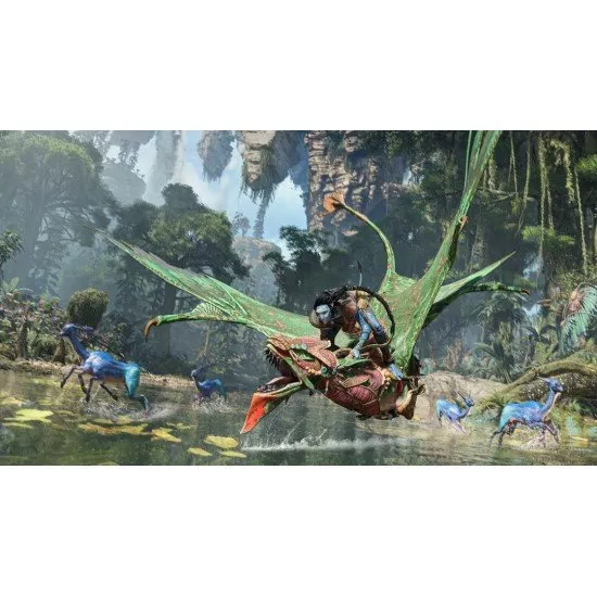 Avatar Frontiers of Pandora From the Ashes Edition PS5 box art with Na'vi character and banshee
