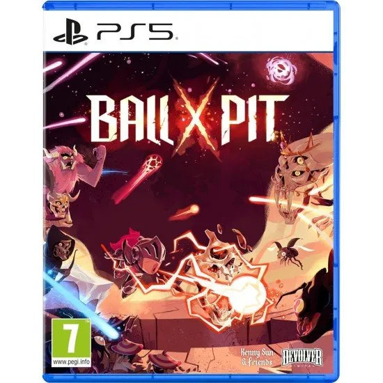 BALL X PIT PS5 game cover showing colourful fused balls and treasure hunters in a pit