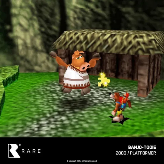 Evercade game box for Banjo-Kazooie Double Pack featuring Banjo and Kazooie in an updated 3D platforming scene