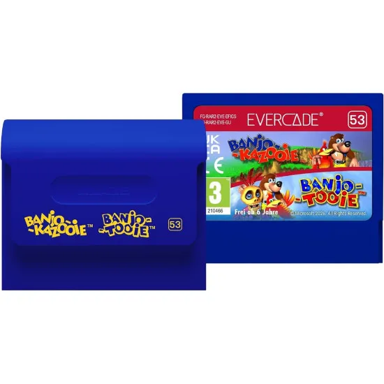 Evercade game box for Banjo-Kazooie Double Pack featuring Banjo and Kazooie in an updated 3D platforming scene