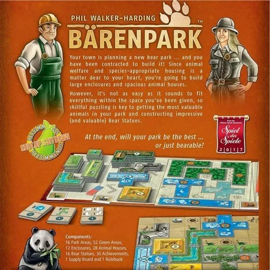 Bärenpark game box cover showing various bear species (polar bear, grizzly) in hexagonal enclosures and park features
