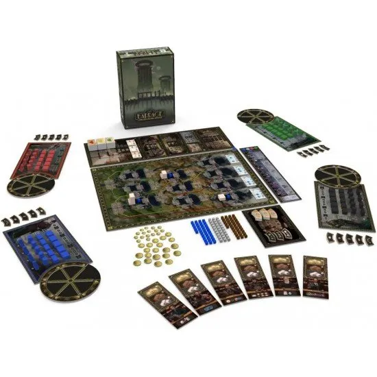 Barrage board game box showing dams and powerhouses in an Alpine region