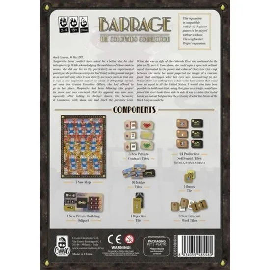 Barrage The Colorado Connection Crowd Games Board Game Expansion Barrage The Colorado Connection Expansion box art showing the new Colorado map with deep canyons, dams, and bridge locations