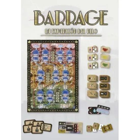 Barrage The Nile Affair Crowd Games Board Game Expansion Barrage The Nile Affair Expansion box art showing the Nile River map with dams and irrigation systems