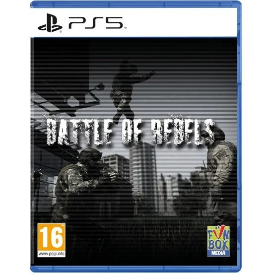 The box art for the game Battle of Rebels on PS5, featuring a soldier in a futuristic helmet holding a weapon.