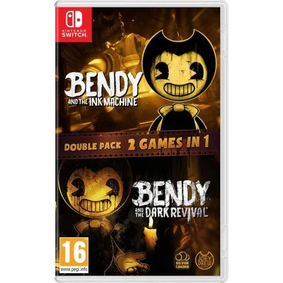 Bendy Double Pack Nintendo Switch case featuring the iconic Bendy smile and ink splats