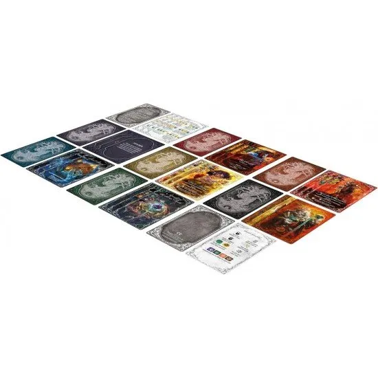 A collection of oversized Tarot-style cards with dark, haunting illustrations of gothic monsters and mystical omens