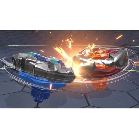 Beyblade X XONE Switch box art showing Beyblades in action on the X-Celerator Rail