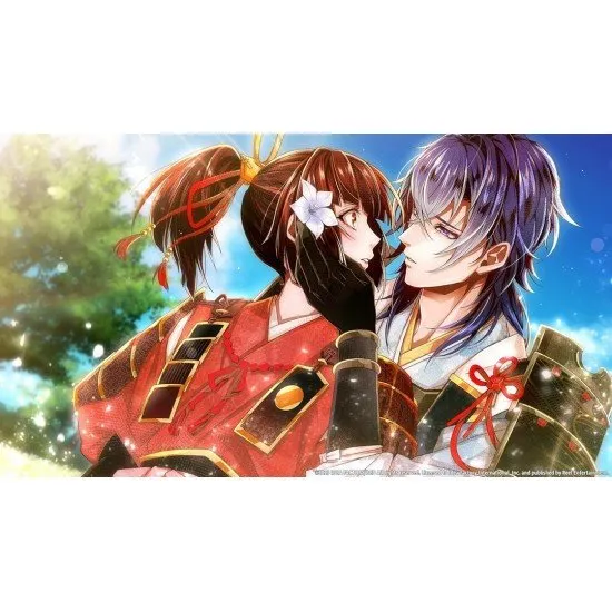 An elegant anime-style female warrior in traditional Japanese attire holding a katana