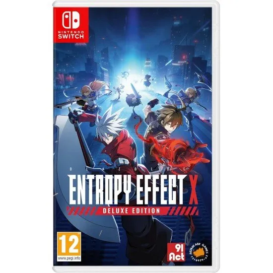 BlazBlue Entropy Effect X Deluxe Edition Nintendo Switch case featuring the expanded roster and DLC logos