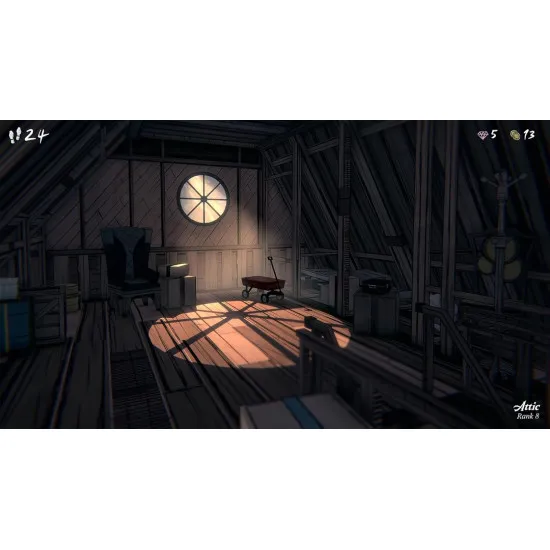 A Nintendo Switch 2 game case showing a detailed architectural blueprint of a mansion layout morphing and shifting in mid-air inside a grand library hall