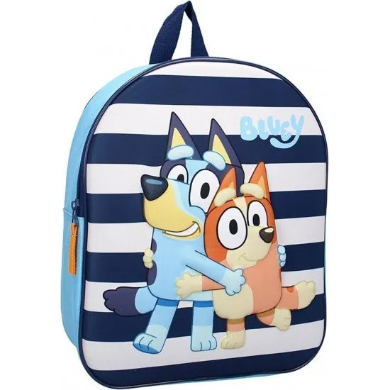 Bluey 3D Oh Happy Days 32cm backpack showing the popular cartoon character Bluey with a raised 3D effect on the front