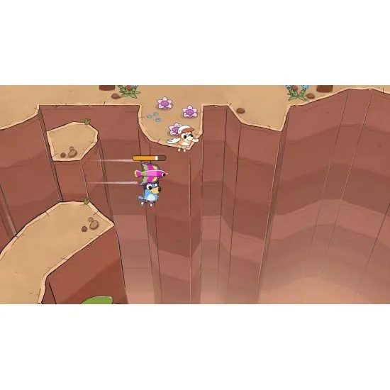 Bluey's Quest for the Gold Pen PS4 game cover featuring Bluey, Bingo, and Dad on his bike