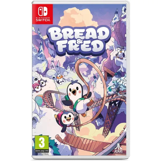 Nintendo Switch game case for Bread and Fred showing two penguins tethered together climbing a icy mountain
